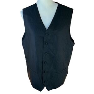 Pronto Uomo Men's L Black Tuxedo Vest Classic Wedding Prom Formal 6-button Front